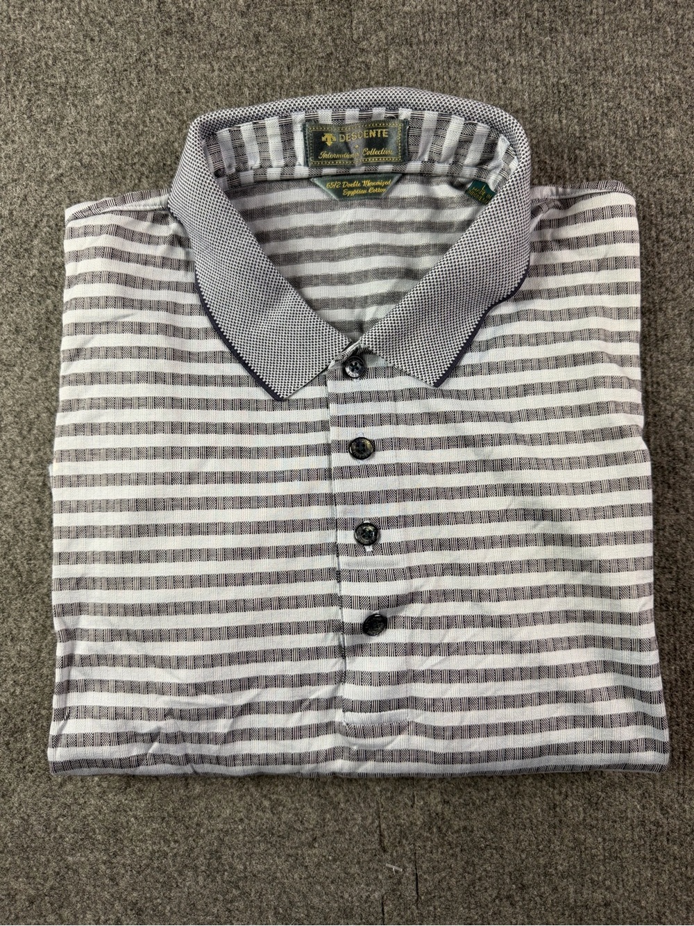 Descente 65/2 Mercerarized Egyptian Cotton Men’s S/S Golf Polo Size L Gray/Blue